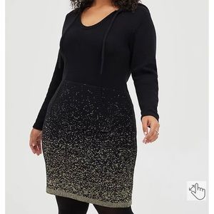Torrid HOODIE DRESS - BLACK & GOLD OMBRE - NWT Size Large